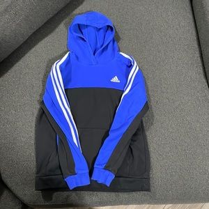 A black and blue adidas hoodie